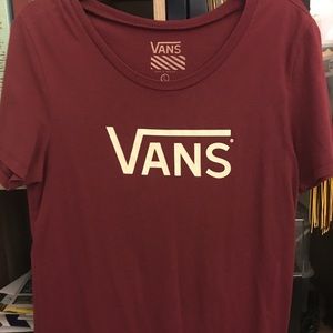 Maroon Vans Logo Tee